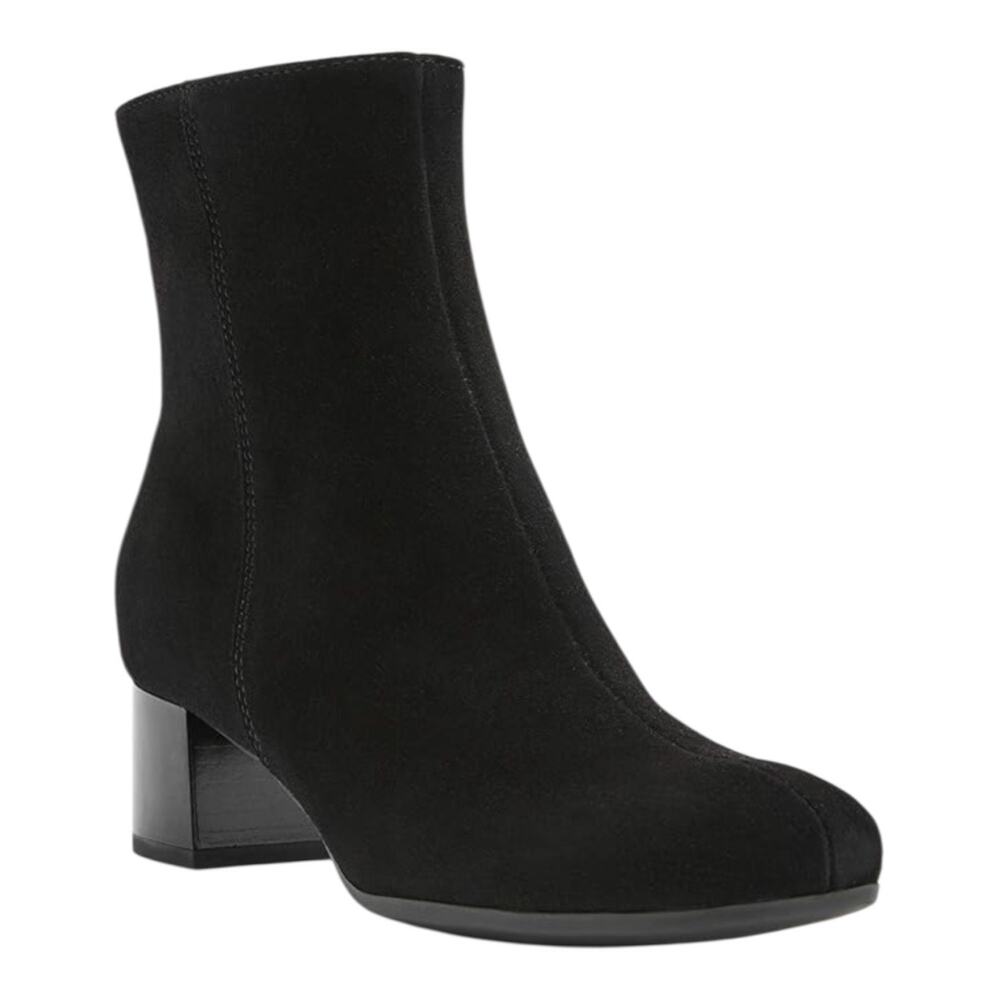 La Canadienne Women's Dani Waterproof Suede Block Heel Booties Black Size 6 1/2